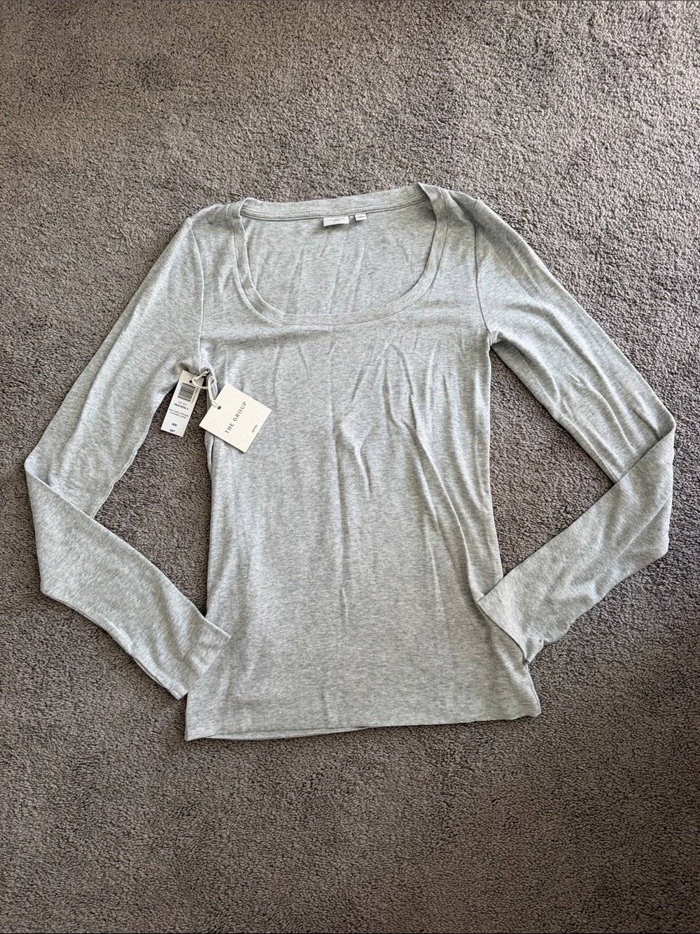 Aritzia Heavenly Heather Chrome Scoop Neck Long Sleeve Top